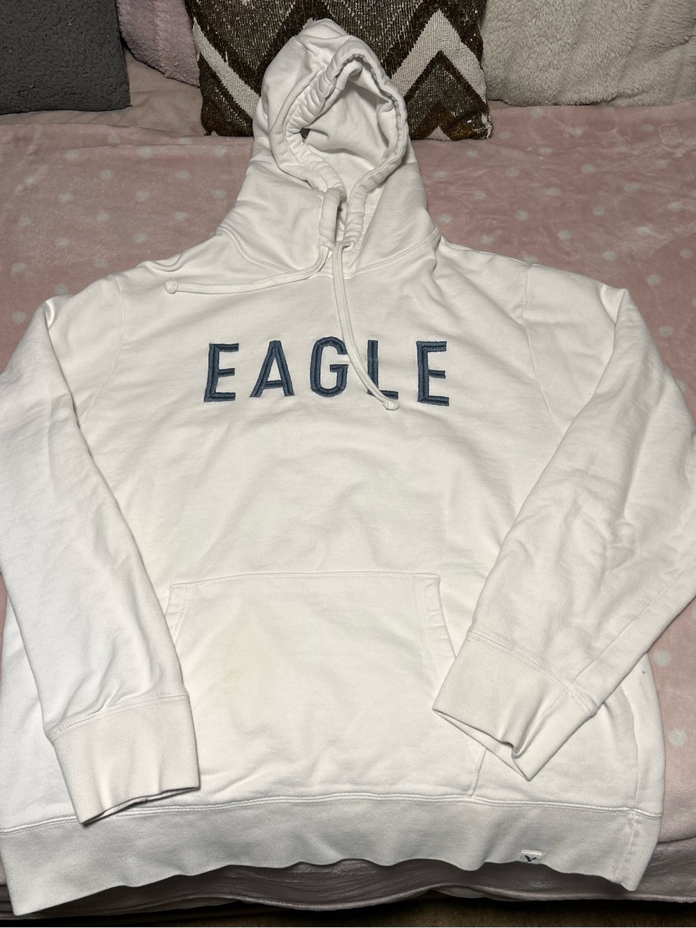 American Eagle White Pullover with Navy Logo Patch